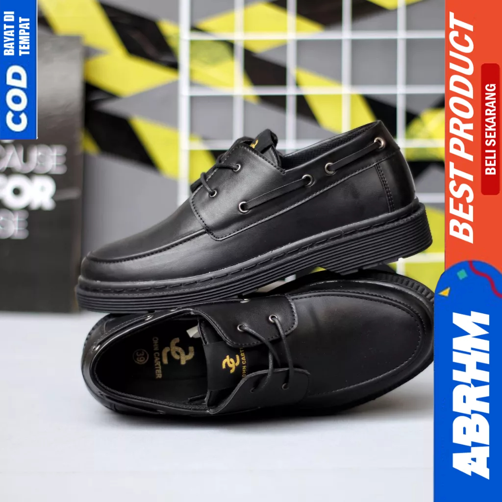 ABRHM Sepatu Casual Formal Pantofel Hitam Kerja Pria