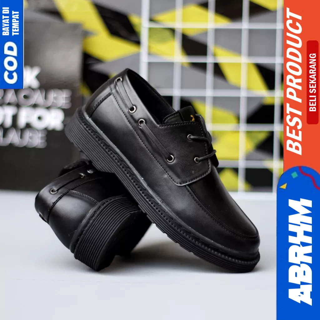 ABRHM Sepatu Casual Formal Pantofel Hitam Kerja Pria