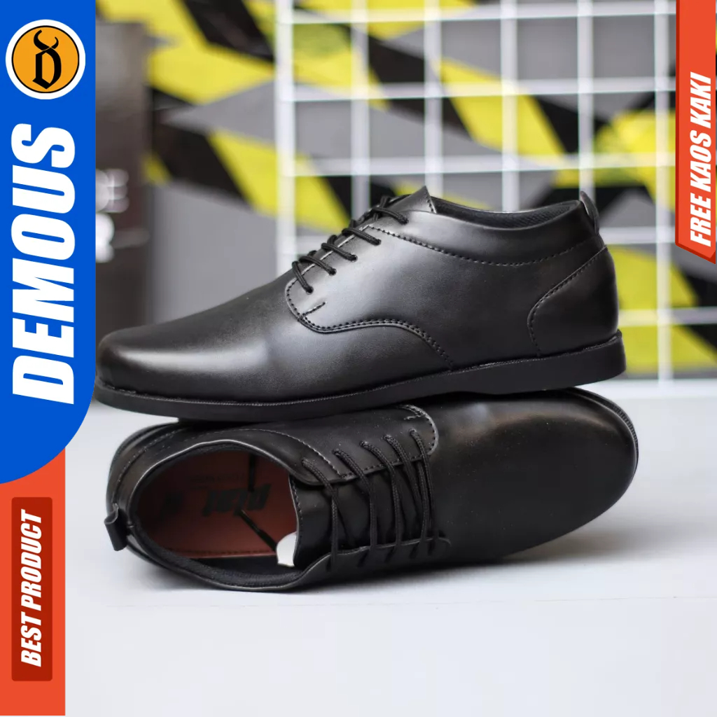 DEMOUS HATTA - Sepatu Formal Casual Hitam Kulit Pu Pria