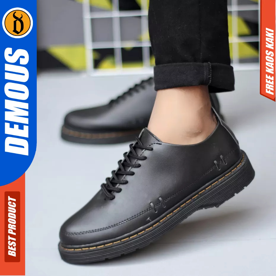 DEMOUS KUSHINA - Sepatu Formal Docmart Hitam Pantofel Kerja Pria