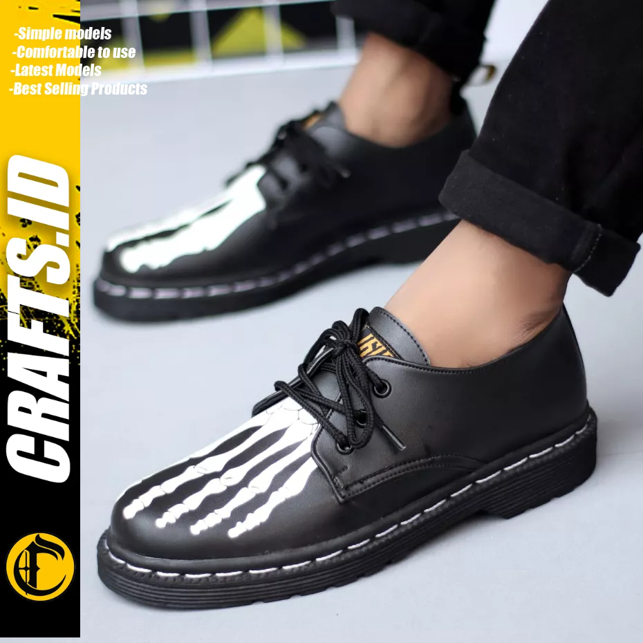 CRAFTS Skull - Sepatu Pantofel Formal Docmart Low Boots Kerja Pria