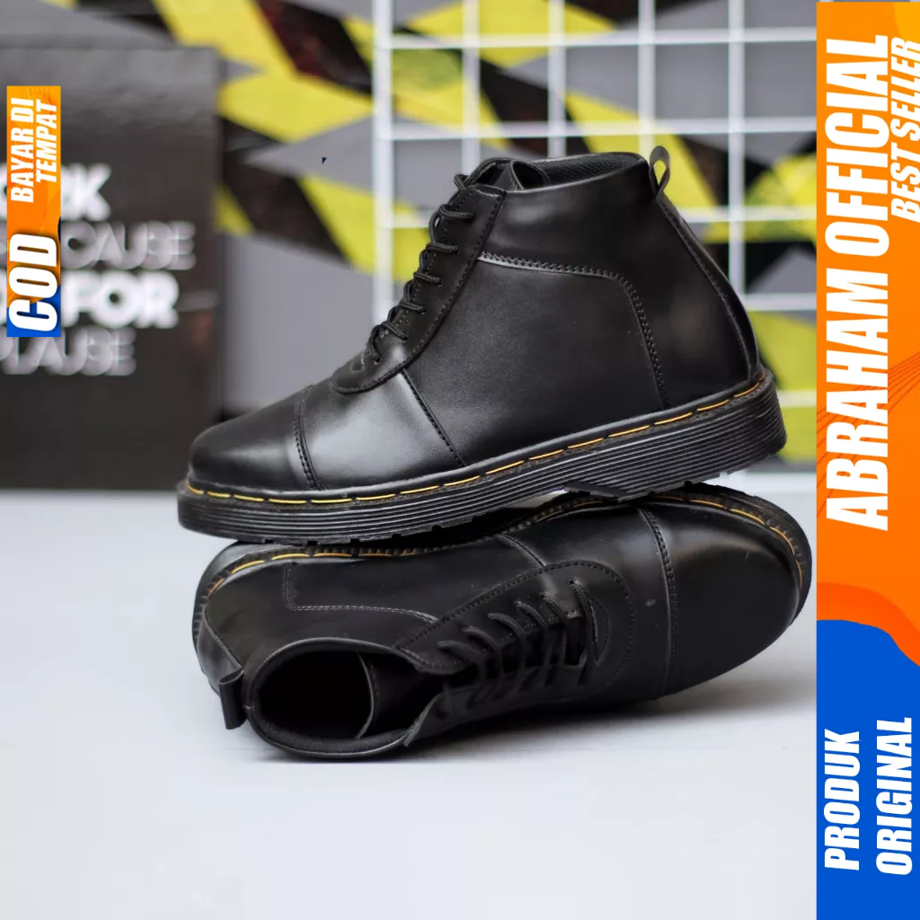 Sepatu  Formal Docmart Boots Tinggi Hitam Pria