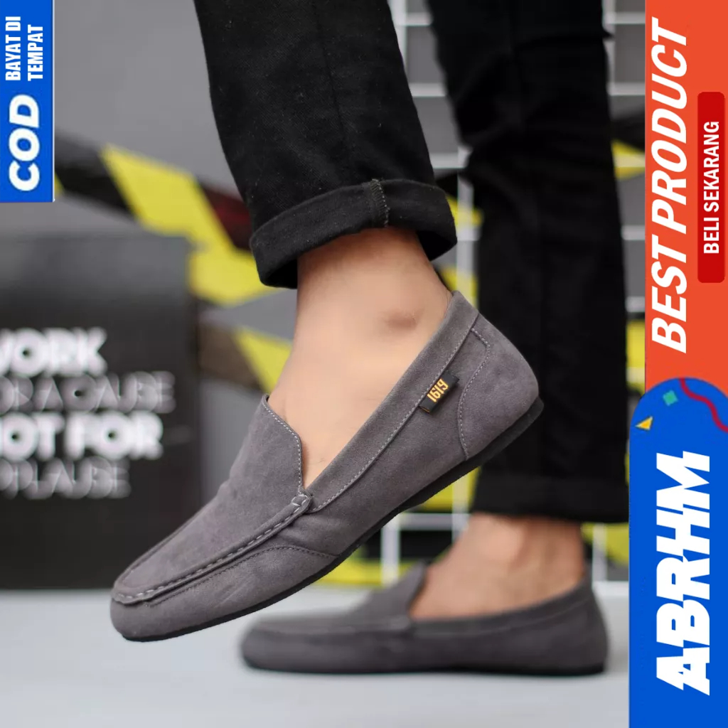 ABRHM Sepatu Casual Slip On Hitam Slop Pria