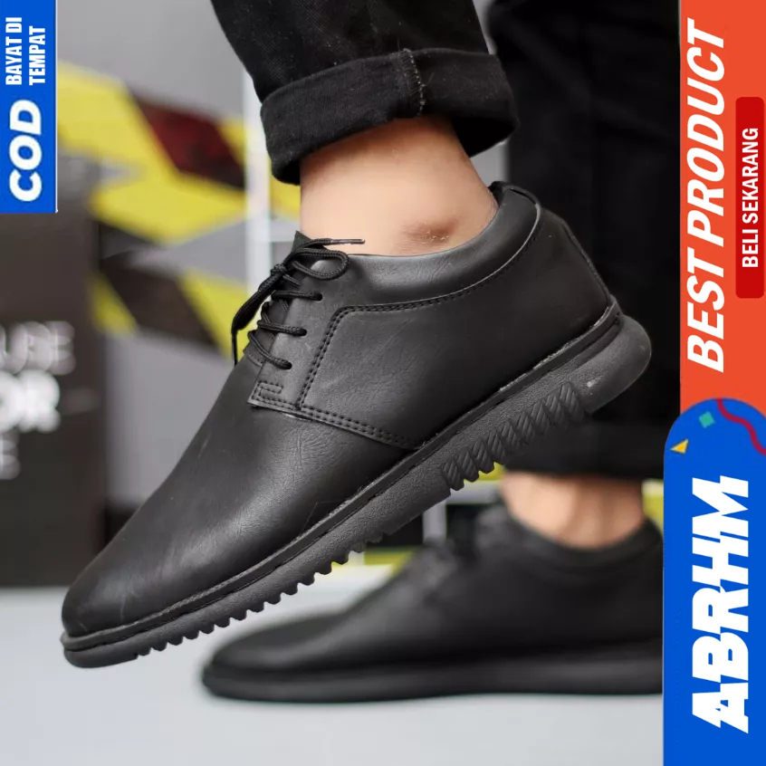 ABRHM Casual Sepatu Formal Oxford Pantofel Hitam Pria