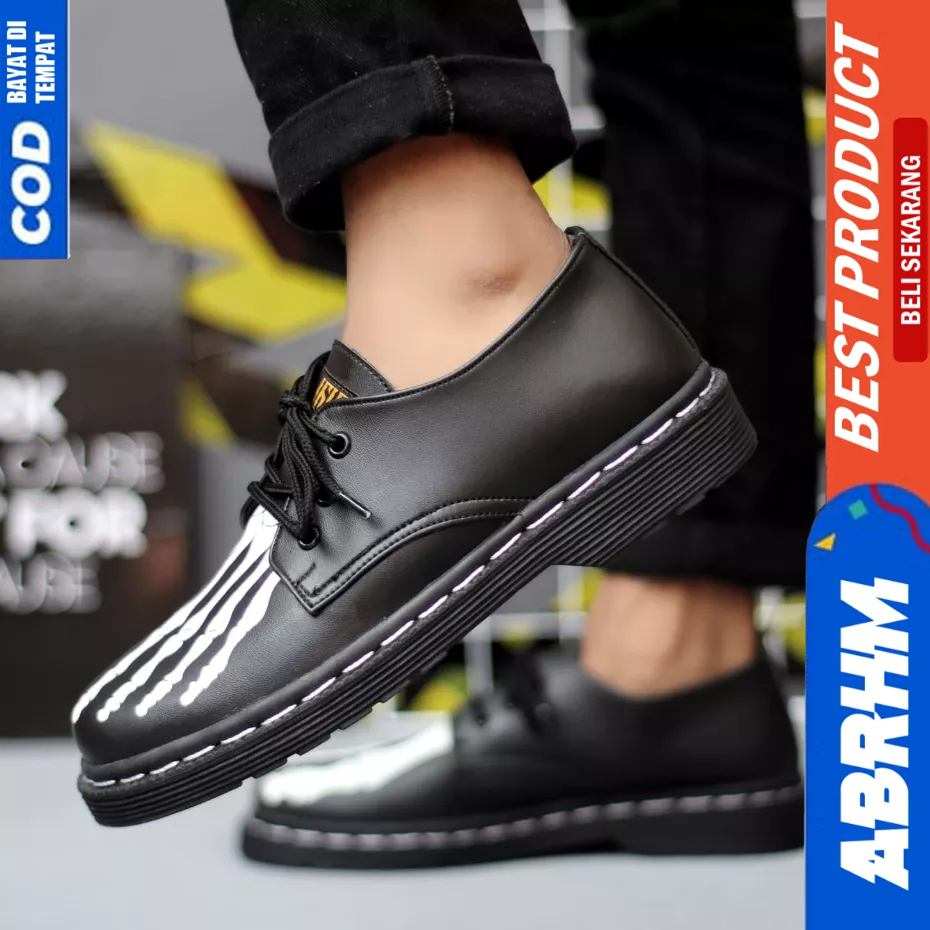 ABRHM Sepatu Pantofel Formal Docmart Hitam Pria