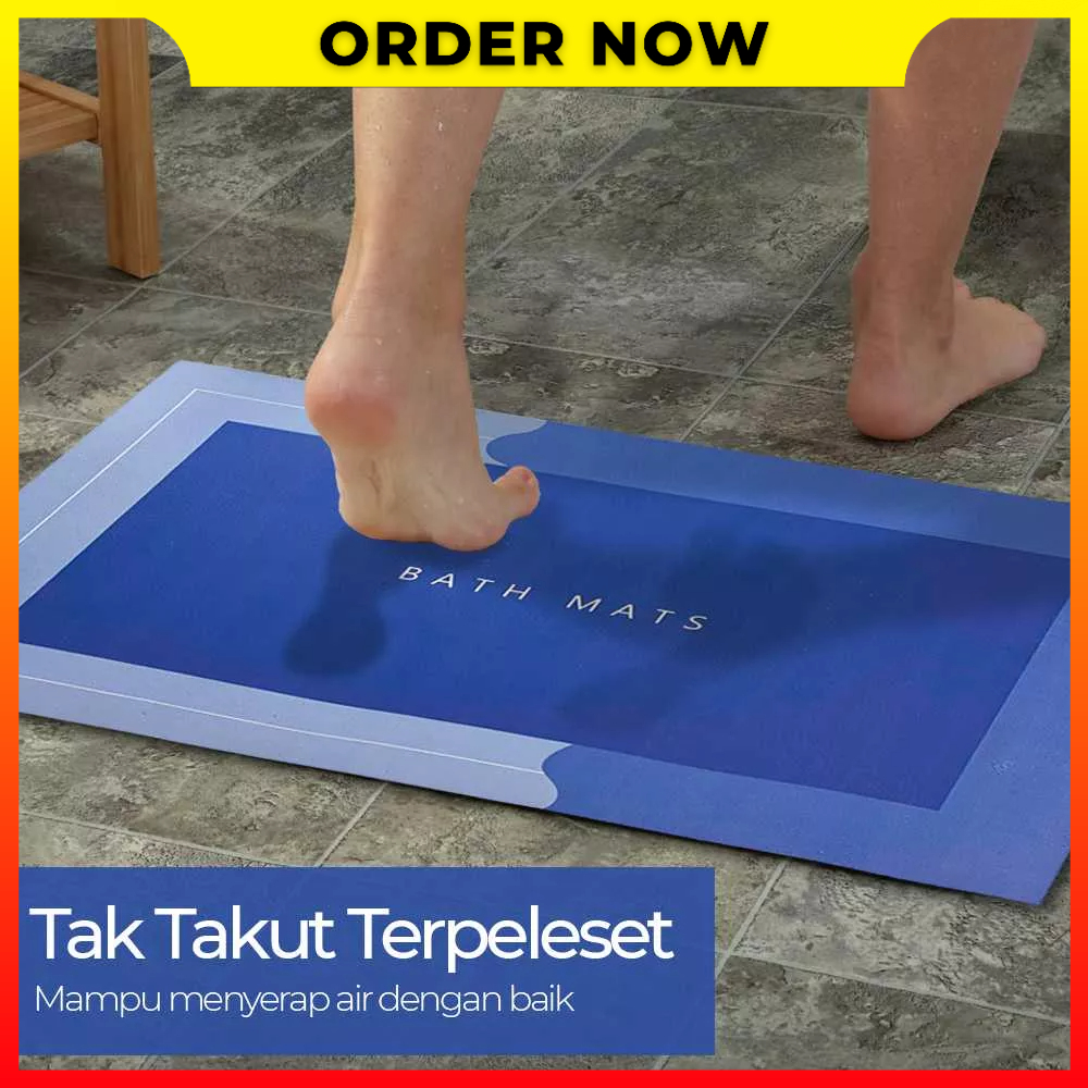 Karpet Keset Tikar Karet Lantai Pintu Kamar Mandi Tipis Lembut Cepat Kering Anti Slip DIATOM DT4 - 7CHK0IBL