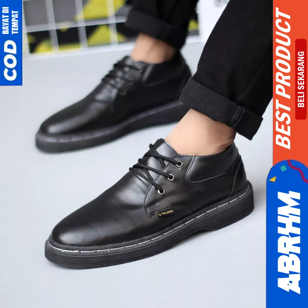 ABRHM Sepatu Pantofel Docmart Formal Hitam Kerja Pria