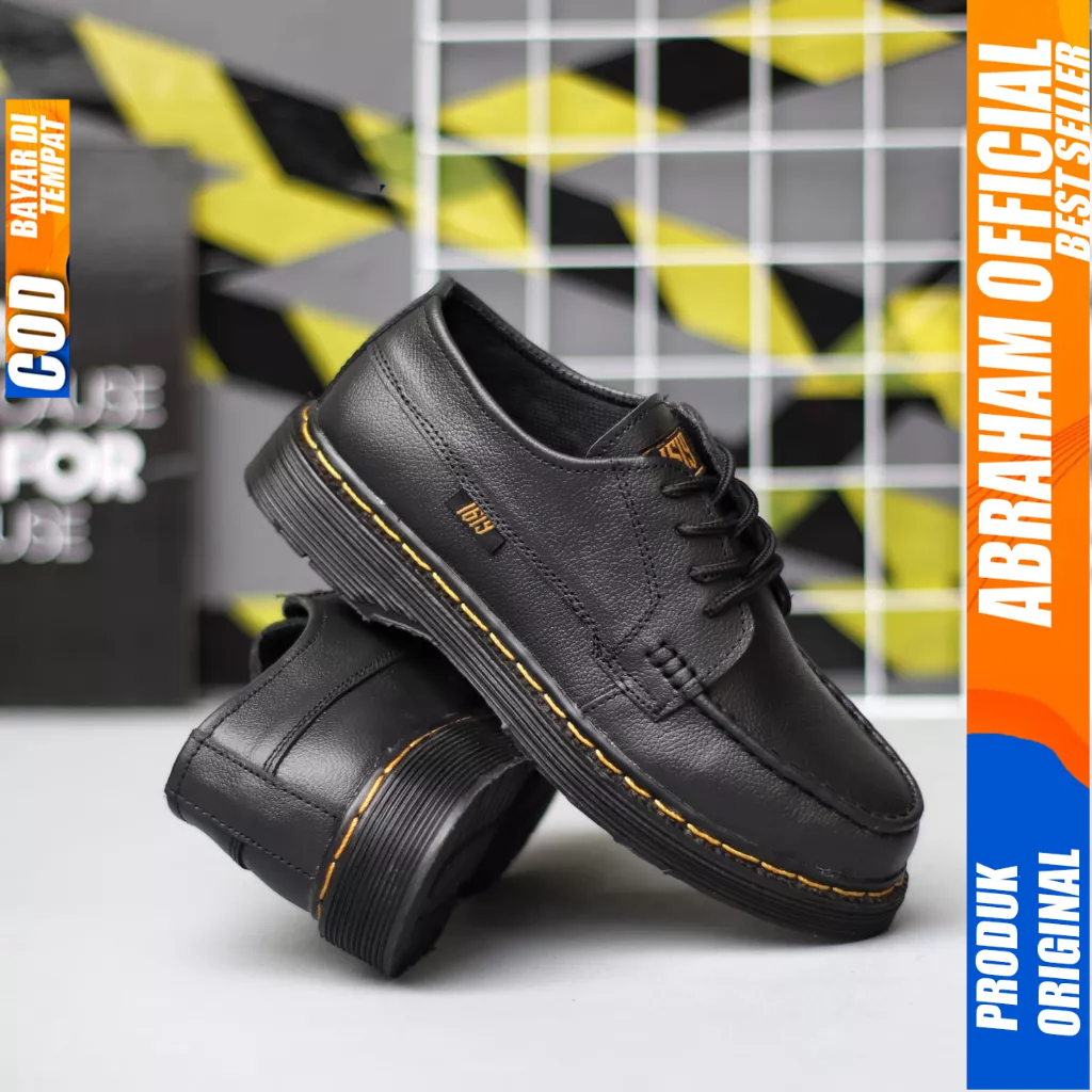 Sepatu Pantofel Formal Docmart Casual Kulit Hitam Pria