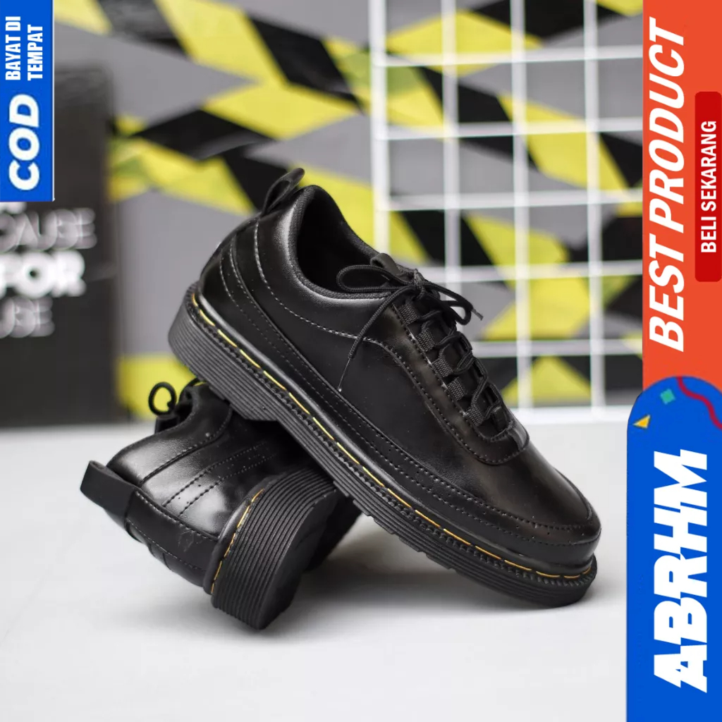 ABRHM Sepatu Formal Docmart Low Boots Pantofel Hitam Kerja Pria