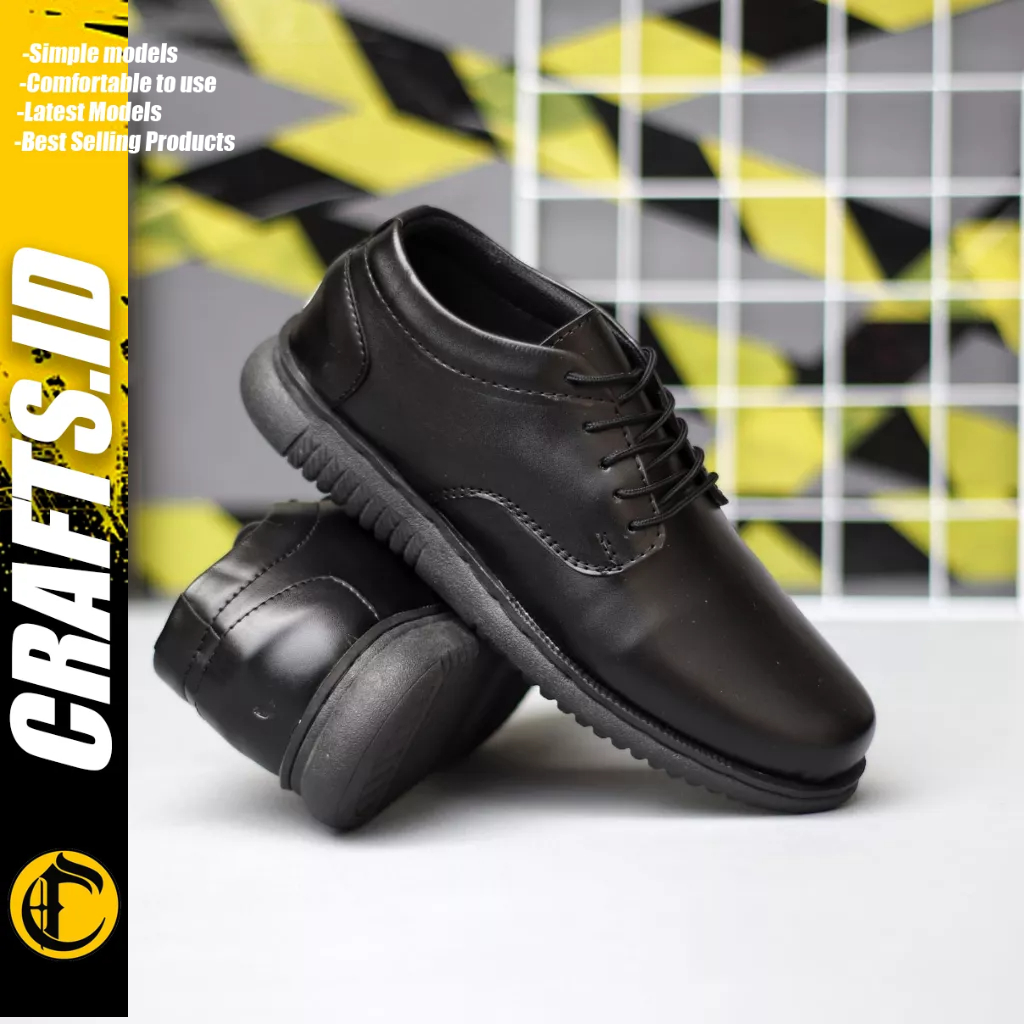 CRAFTS - Sepatu Formal Casual Tali Hitam Kulit Pu Kerja Pria