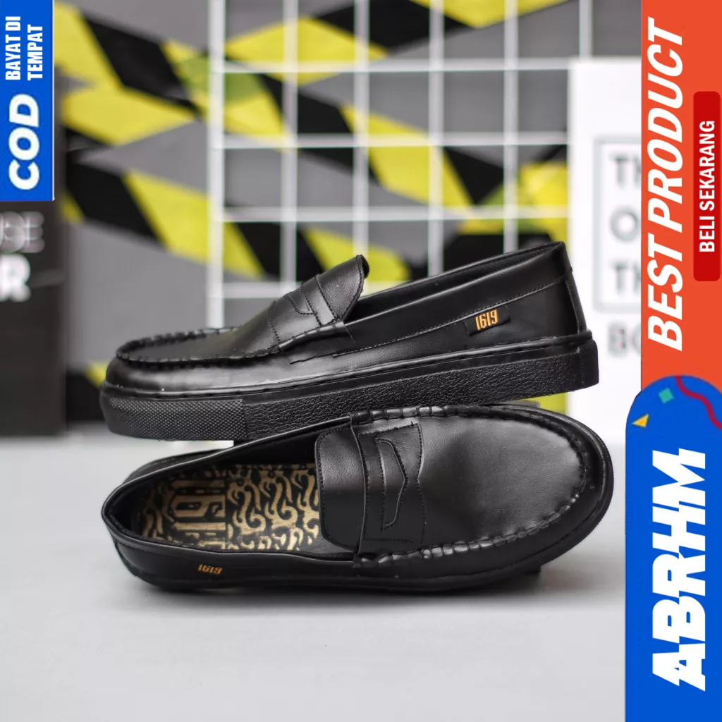 ABRHM Sepatu Loafers Hitam Casual Formal Kerja Pria