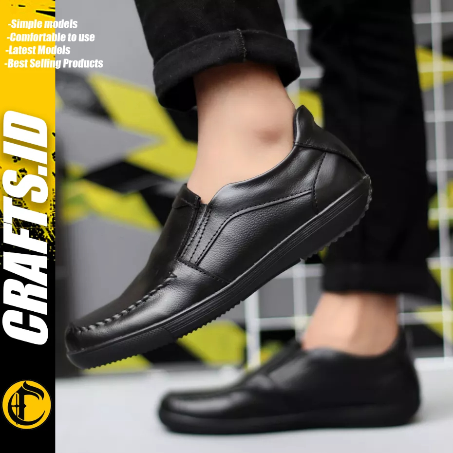 CRAFTS - Sepatu Formal Casual Hitam Loafers Kulit asli Kerja Pria