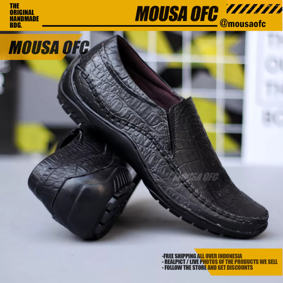 Sepatu Formal Casual Hitam Kulit Asl;i Pria