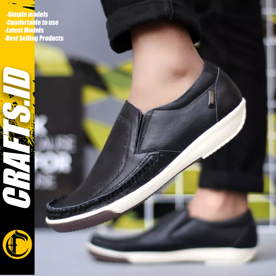 Crafts - Sepatu Pantofel Formal Kerja Hitam Kulit Asli Pria