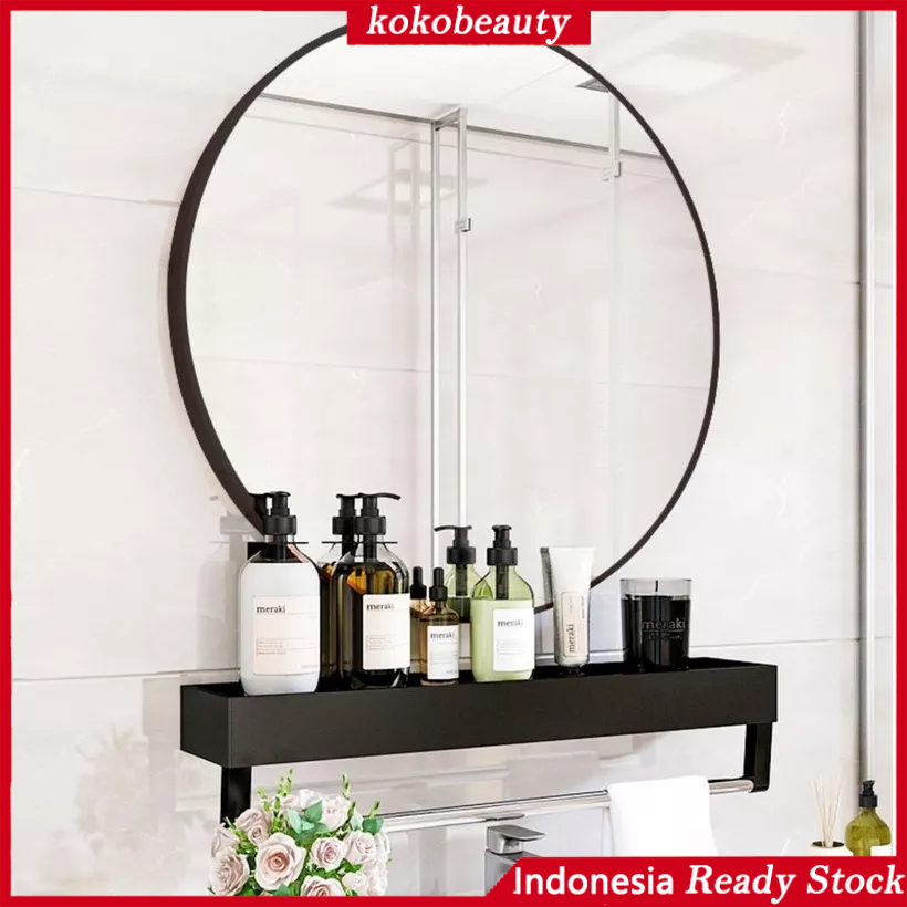 【Penjual Lokal】2in1 Cermin Gantung Dinding / Bathroom Mirror / Cermin Aesthetic Minimal 40cm / 50cm / 60cm (Termasuk rak)