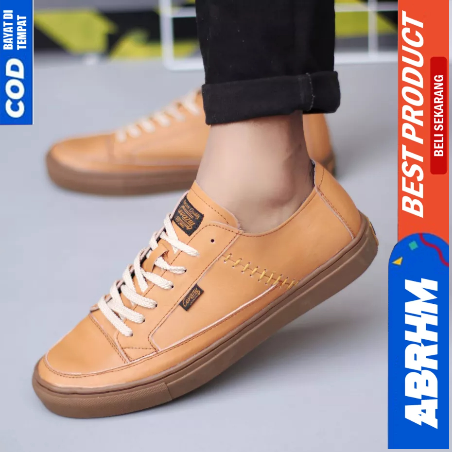 ABRHM Sepatu Formal Casual Kulit Asli Hitam Kerja Pria