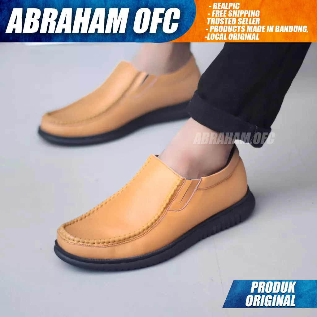 ABRAHAM Sepatu Formal Casual Kulit Full Hitam Kerja Pria