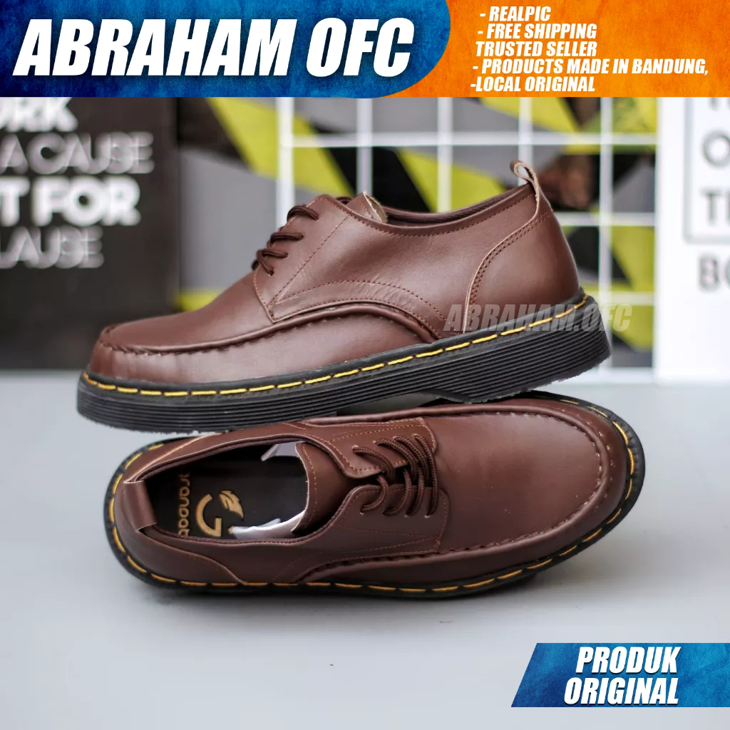 ABRAHAM Sepatu Docmart Kulit Formal Pantofel Hitam Kerja Pria