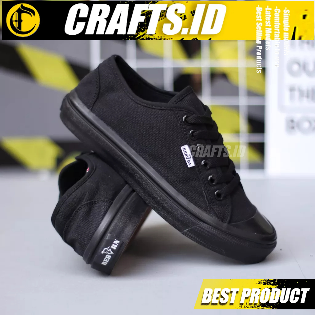 Sepatu Sneakers Kasual Sekolah Hitam Pria Crafts