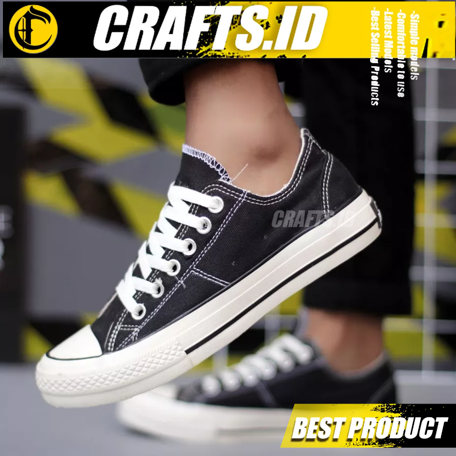 Sepatu Casual Hitam Sneakers Pria Crafts