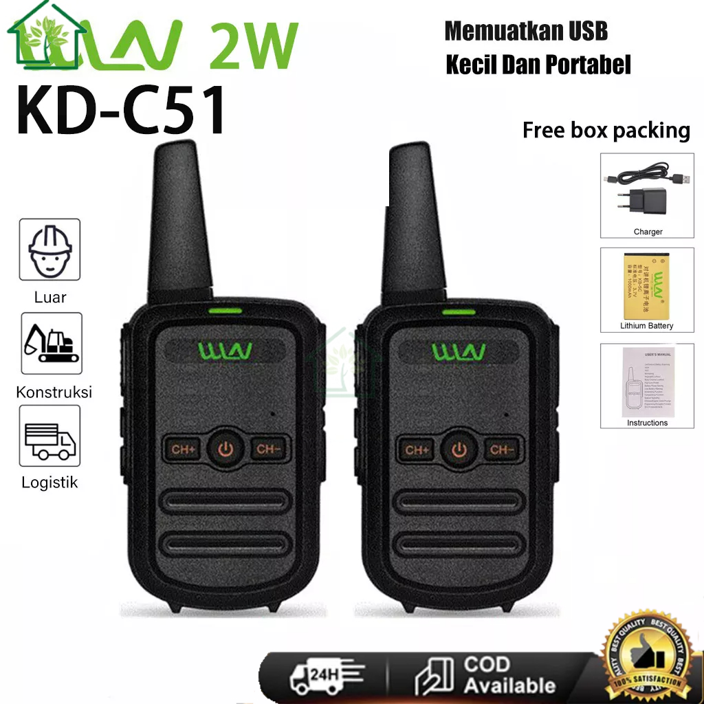Harga Minimum COD HT WLN-C51 HT sipil daya tinggiMini Wln Two-Way Radio Walkie Talkie 2 unit
