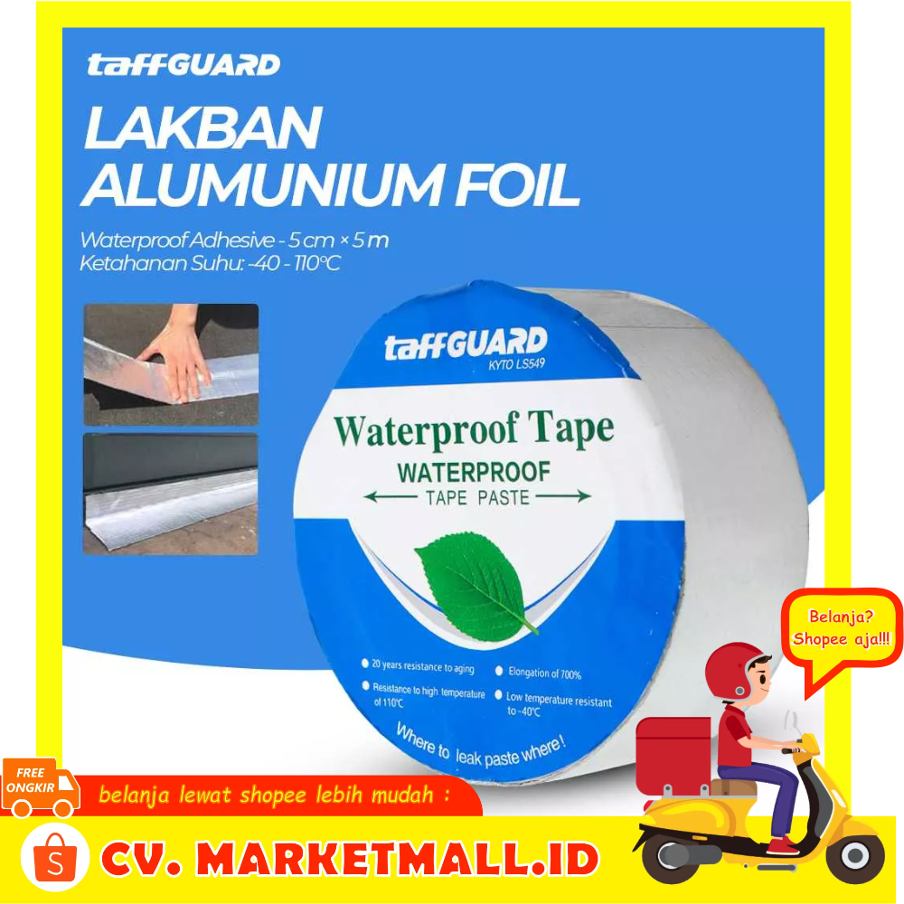 Lakban Aluminum Foil Resistensi Temperatur Tinggi Tahan Air Butyl Waterproof Adhesive Tape 5 m - 7ROT6VSV