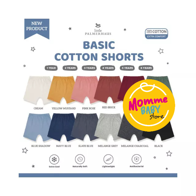 Little Palmerhaus Basic Cotton Shorts 0-3 Tahun Celana Anak Celana Pendek