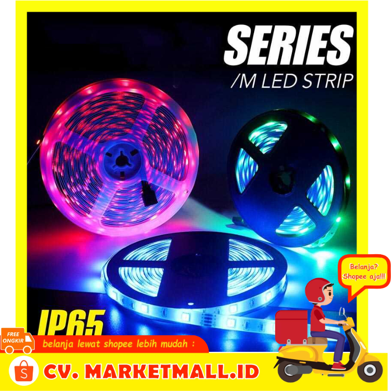 LED RGB Strip 2835 300 LED 5 Meter with Remote Control Lampu Hemat Energi Tahan Air IP65 MRTOPELE - 7CLL0QMC