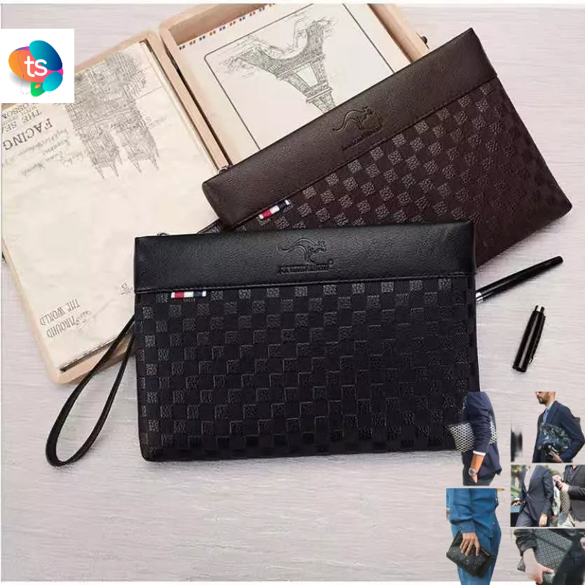 Clutch Pria Wanita Jinjing Pria Bahan Kulit Rhodey kangoru Black/Coklat