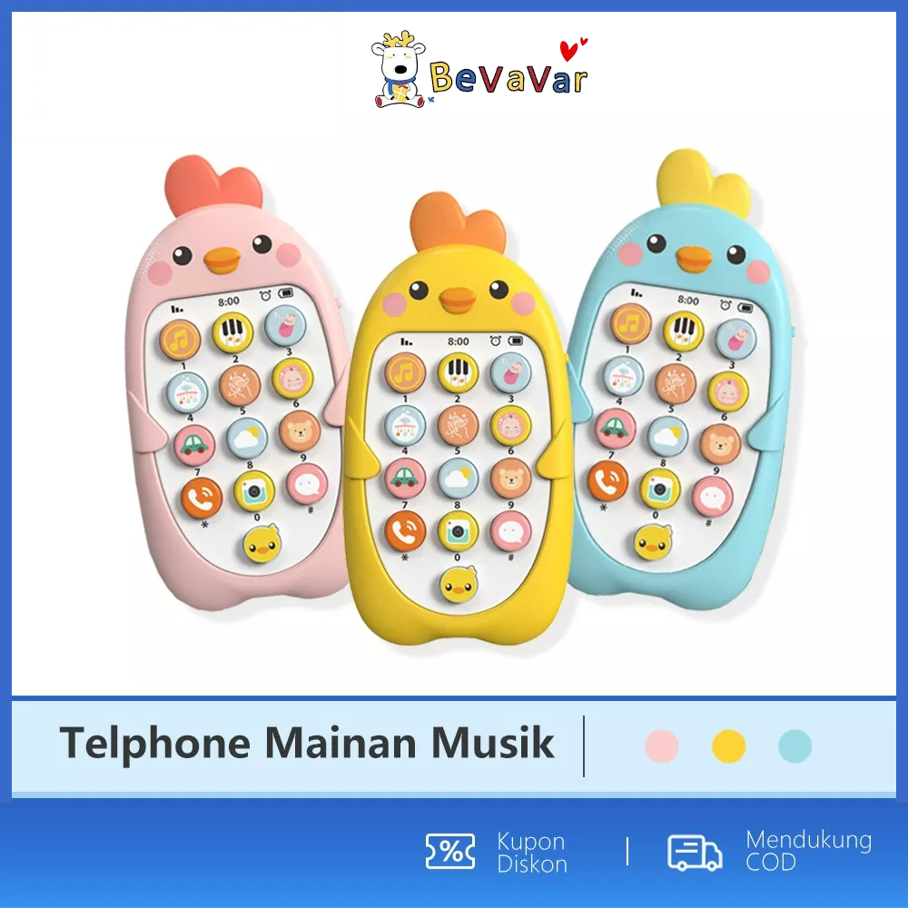 BEVAVAR Mainan Edukasi Ponsel Bayi Mainan Musik Bayi Telepon Handphone Anak