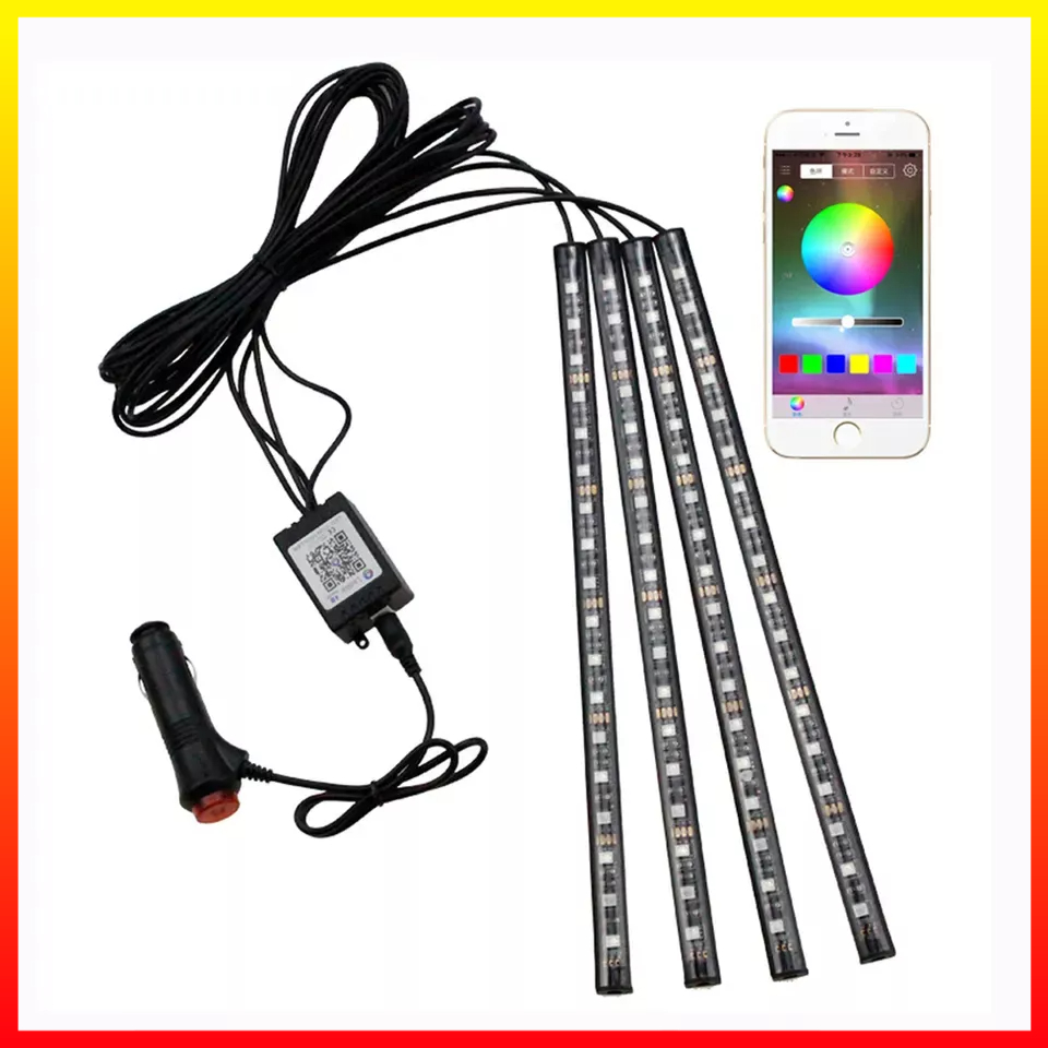 1Set Lampu Mobil LED Strip Flexible 5050 Interior Dekorasi Bawah Dashboard RGB Multicolor 12V Smart App JIAMEN J72 - 7CLL49BK