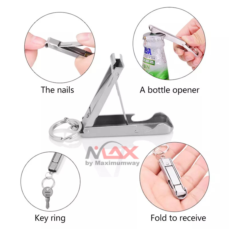 Gunting Kuku Super Kuat Beli sekali untuk selamanya model gantungan kunci Gunting Kuku Extra Strong Nail Clipper Stainless Steel Foldable 0.5cm Ultra-thin Portable Stainless Steel Nail Toe Cutter Trimmer Scissor Manicure Pedicure Tool Fingernail Clipper