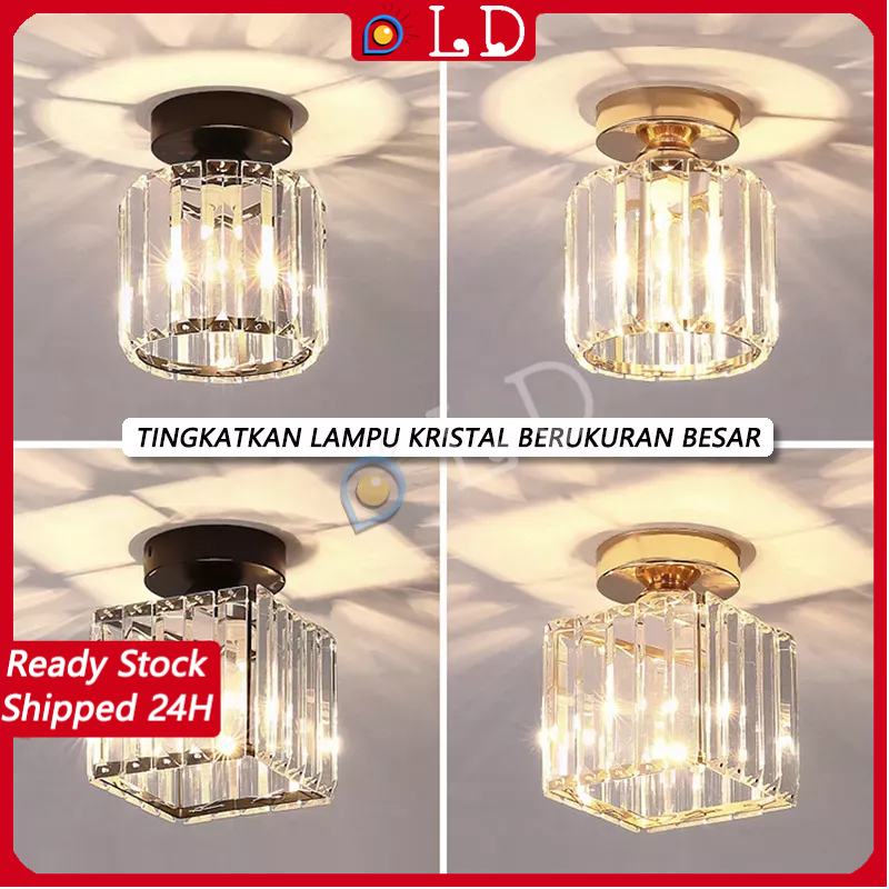 [COD] Lampu Kristal Plafon Rumah Lampu Ceiling Kristal Kotak Modern Crystal Round Ceiling Lamp Lampu Plafon Gantung Kristal Minimalis Teras Kamar Tidur Ruang Tamu Lampu Langit-Langit Mewah Modern