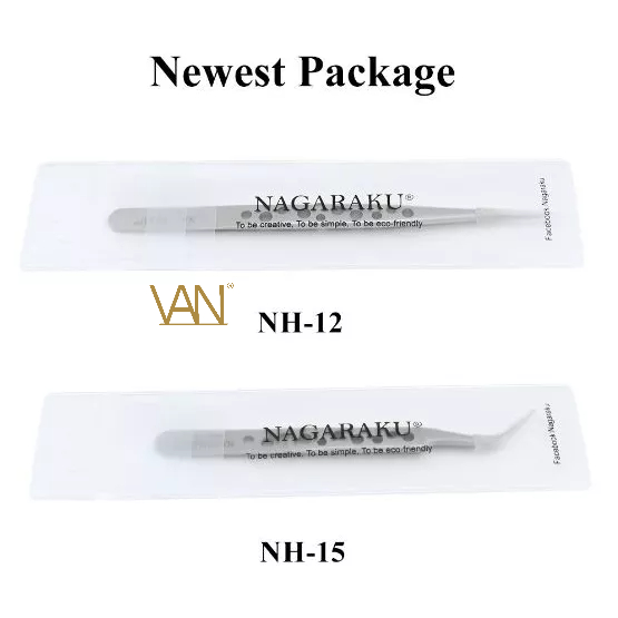 Nagaraku Pinset NH-15 &amp; NH-12 Original Stainless Steel Pinset Khusus untuk Mink Ekstensi Bulu Mata Bulu Mata