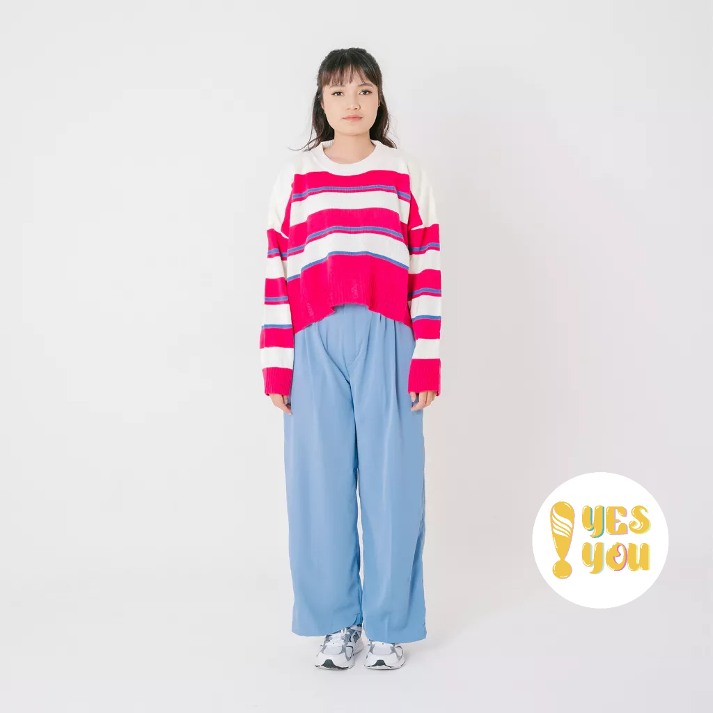 Yesyou Stellar Red Magenta Woman Oversized Knitwear - All Size