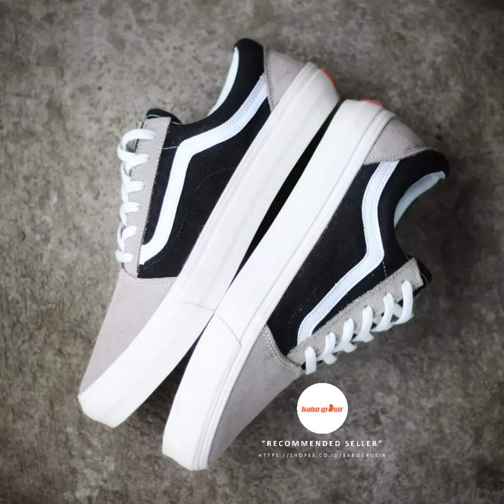 PROMO Sepatu Vans Oldskool Grey Black, Upper Kanvas, Kulit Suede, Sol Waffle DT Anti Slip, Premium Import Quality Tag Made in China