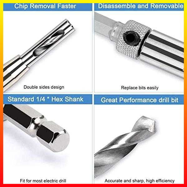 Mata Bor Hinge Hole Opener Self Centering Drill Bit 4 PCS 5/64&quot;, 7/64&quot;, 9/64&quot;, 11/64&quot; ZM-21 - 7ROTBDSV