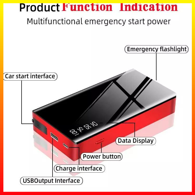 PowerBank Senter Indikator Digital Portable Charger Car Jump Starter 12V 20000mAh 500A LICHEERS R21 - 7CWB07BK