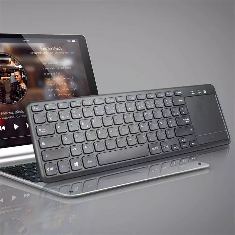 Q63 Keyboard Wireless plus Touchpad ideal untuk Android TV dan Smart TV Layout US bisa sampai jarak 10 meter baterai tahan lama Laptop Wireless Keyboard French Layout Portable 2.4Ghz Wireless Keyboard with Touchpad for Desktop Notebook and Smart TV