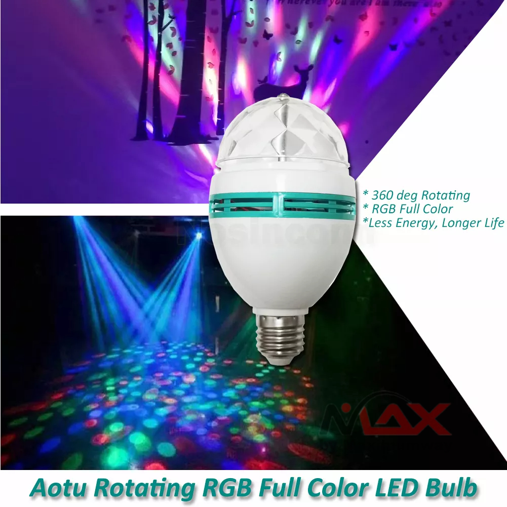 DISCO Magic Ball lampu pesta multi warna berputar warna warni Bohlam LED Stage Bola Disco DJ Party KTV Colorful LED Bulb Mini Auto Rotating Laser Projector DJ Disco Stage Light Party Lighting Show E27 RGB Crystal Ball