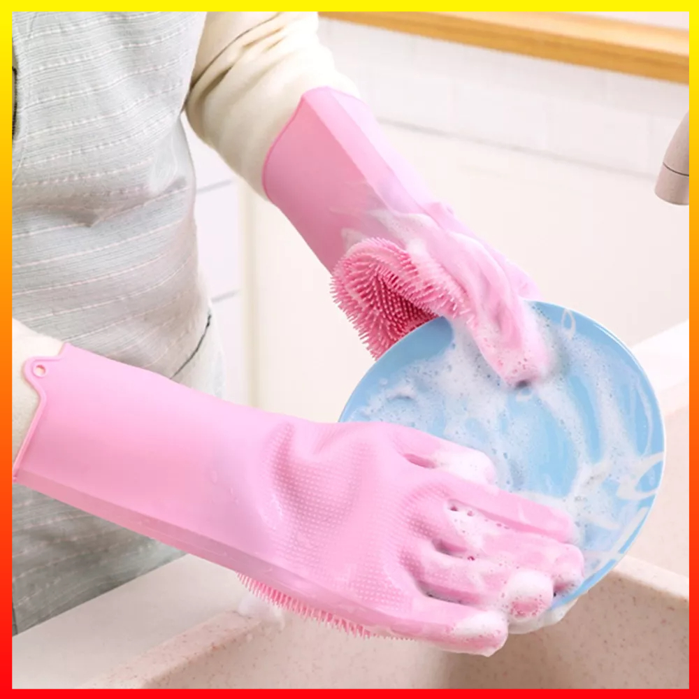 Sarung Tangan Ajaib Sikat Mencuci Anti Panas Bebas BPA Magic Silicone Gloves Funbaky - 7RHX69PN