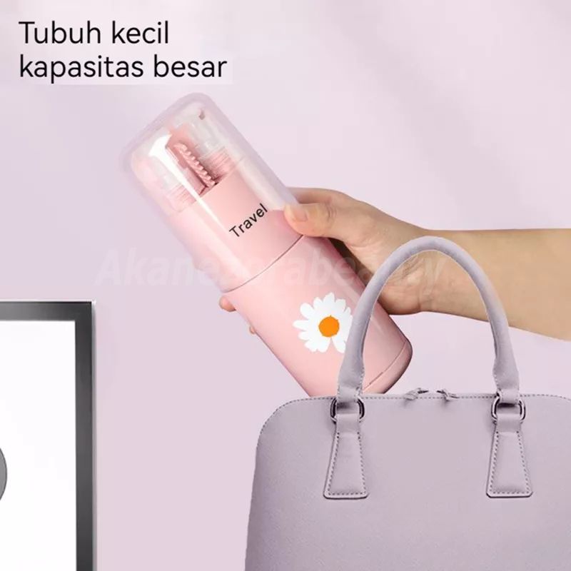 Akane Zora   Travel Toiletries Kit Set Murah Portable Toiletries Cup/ Tempat Perlengkapan Mandi Tempat sikat gigi /Toiletries Kit Botol Travel Portable Tempat Perlengkapan Mandi