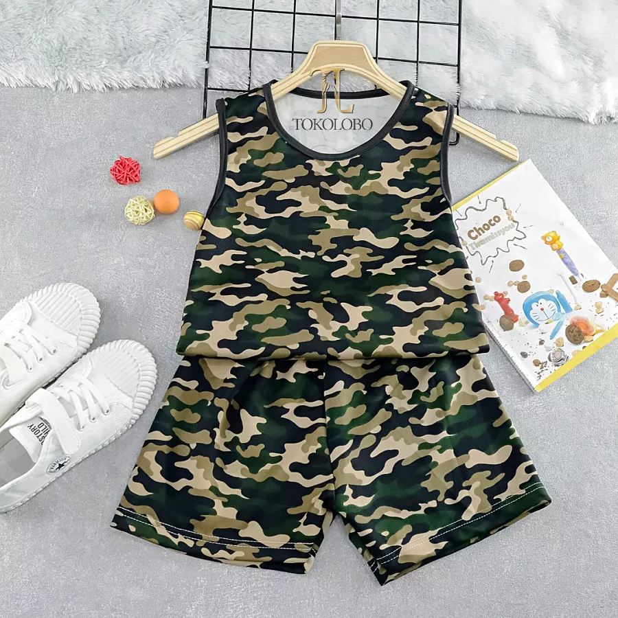 tokolobo set anak singlet loreng unisex