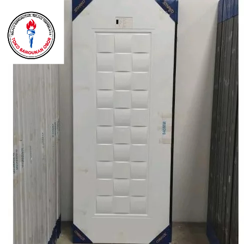 Pintu Kamar Tidur Utama Baja Super Multifungsi Motif Kotak Persegi Anyam Tikar Minimalis Warna Putih