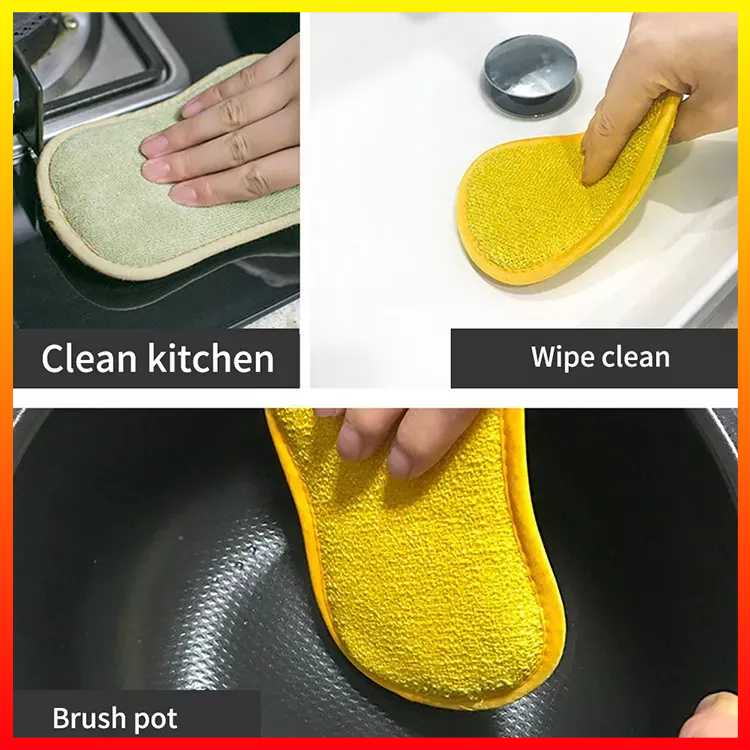 Spons Microfiber Untuk Pencuci Piring Dapur Kamar Mandi Menghilangkan Karat Ajaib Ramah Lingkungan BEAR FAMILY BE10 - 7RRSB3MZ