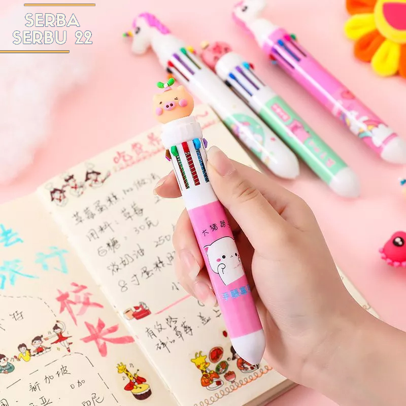 Pulpen 10 Warna Bulpen 10 Warna Bermotif lucu Pulpen Pulpen Anak Anak