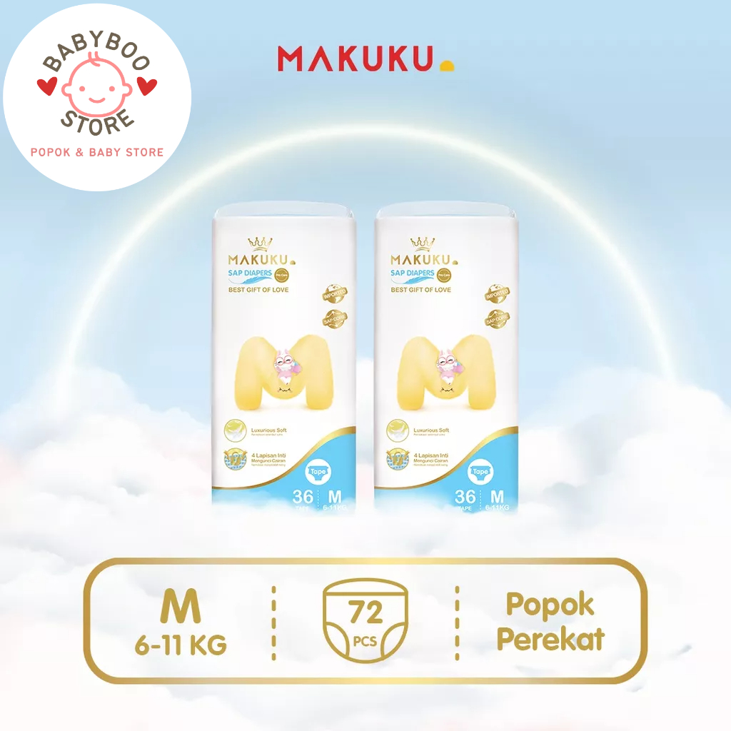 MAKUKU SAP Diapers Procare Tape NB/S/M/L/XL/XXL x 2 Pack Popok Perekat Premium Lembut Mencegah Ruam Dan Anti Gumpal