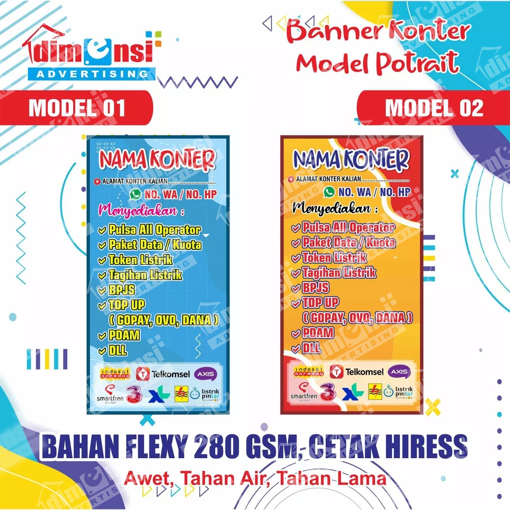 Banner Konter Pulsa / Spanduk  Konter Pulsa / Banner Warung Pulsa - DIMENSI ADV