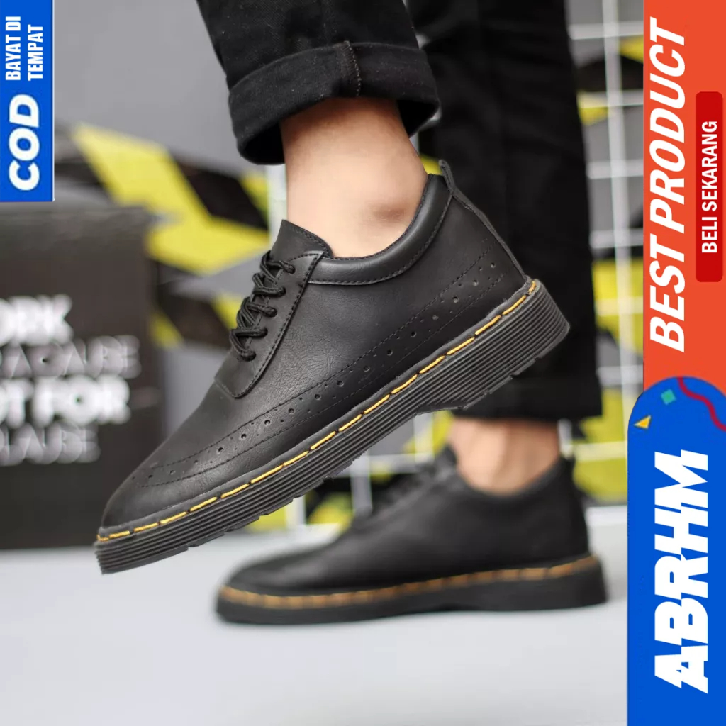 ABRHM Sepatu Formal Pantofel Hitam Casual Kerja Pria