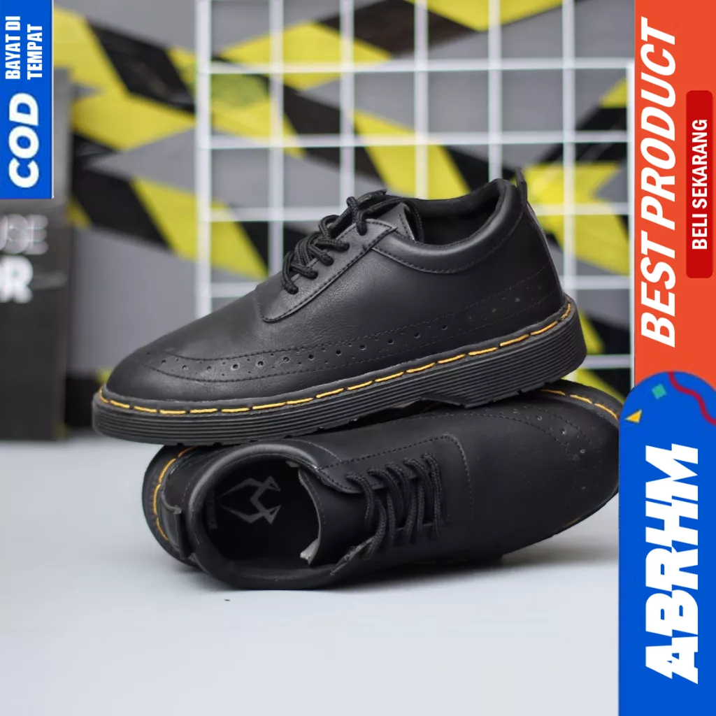 ABRHM Sepatu Formal Pantofel Hitam Casual Kerja Pria